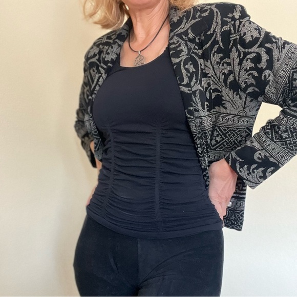 RONNI NICOLE BLAZER JACKET BLACK GRAY PRINT PETITE SIZE MEDIUM LIGHTWEIG… - Picture 3 of 9